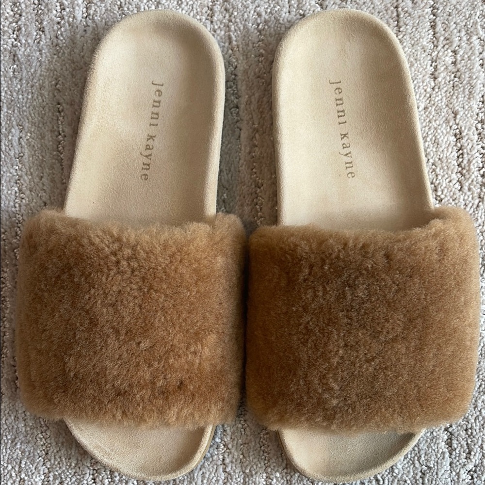 JENNI KAYNE Shearling Slides in Natural